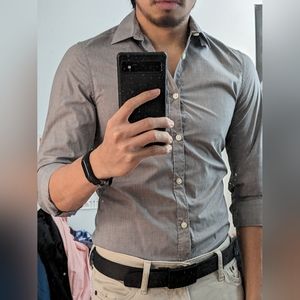 H&M men's xs grey fitted dress shirt